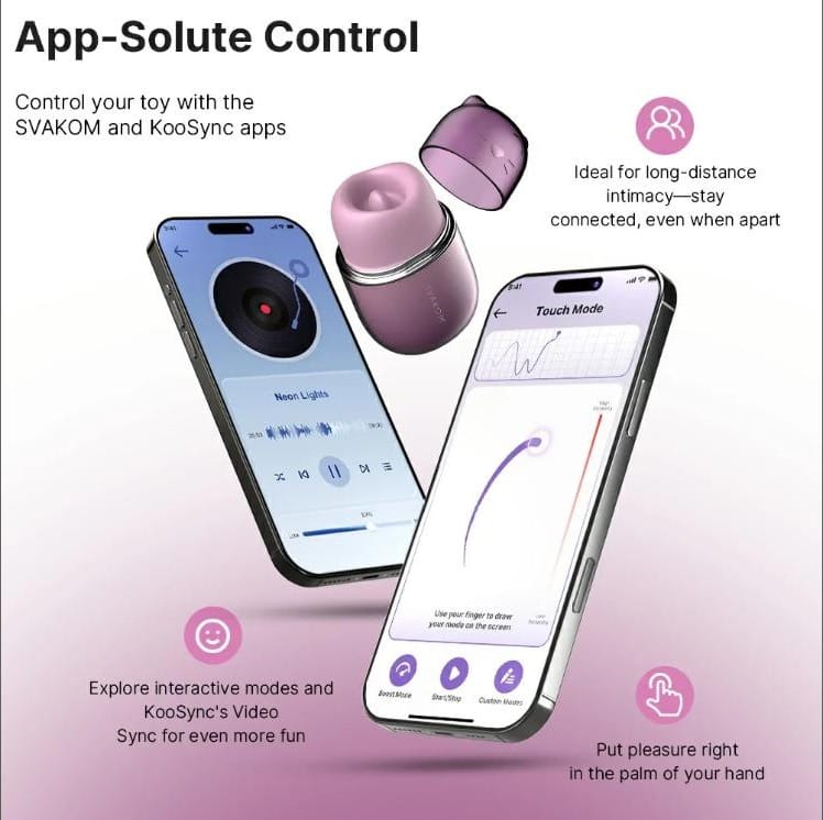 Control por app del SVAKOM Klitty para parejas a distancia